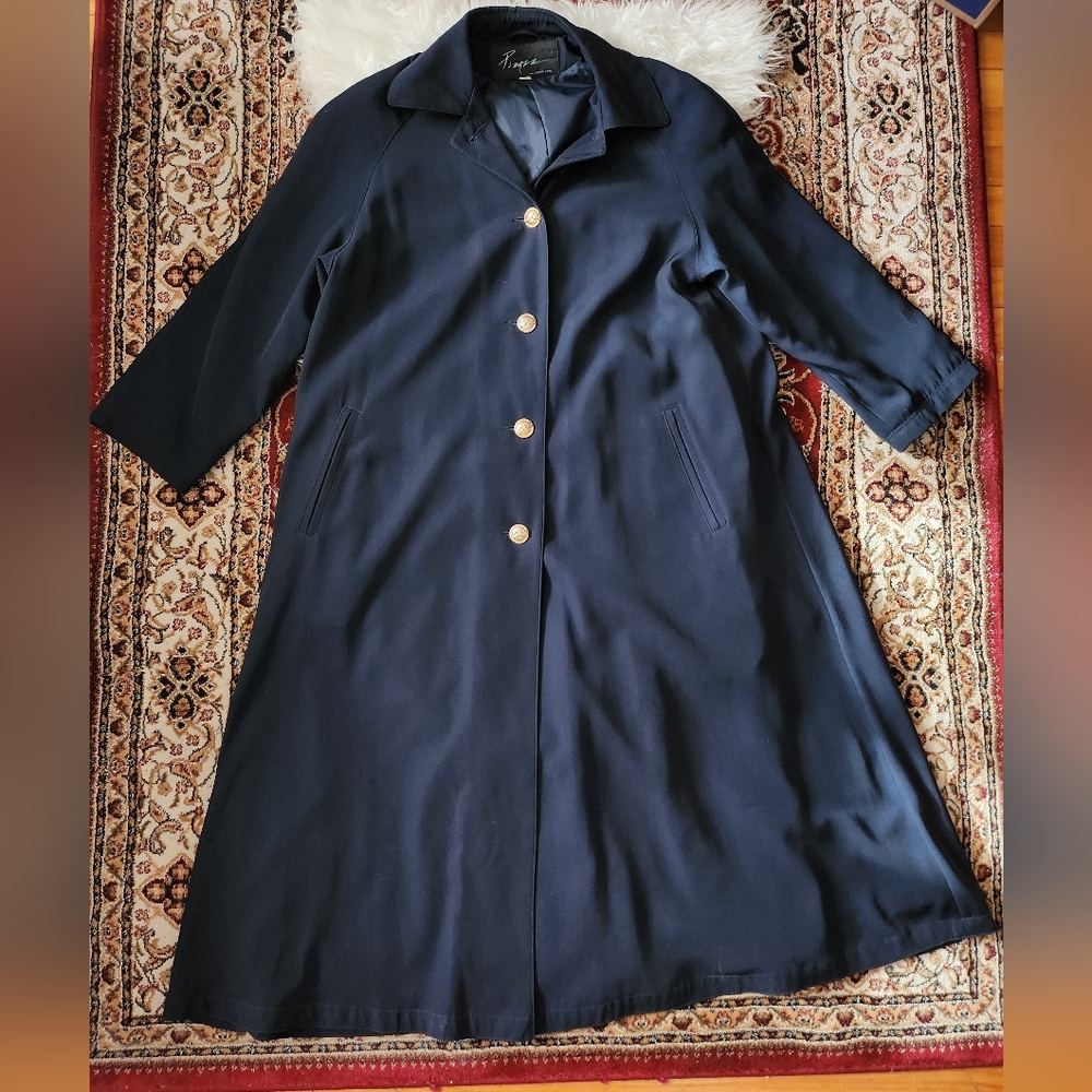 Pizazz Elegant Navy Blue Coat with Gold Buttons